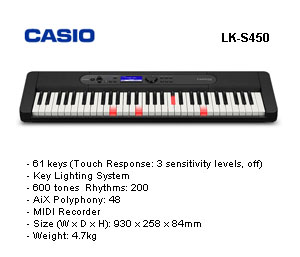 Casio LK-S450 (61) Keyboard +95100LE