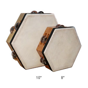 Tambourine 皮面木邊六角鈴鼓 8"