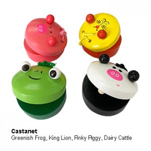 Wooden Animal Castanet Φ45mm (Greenish Frog) -