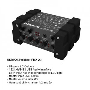NUX PMX-2U USB I/O & 6 Ch Line Mixer