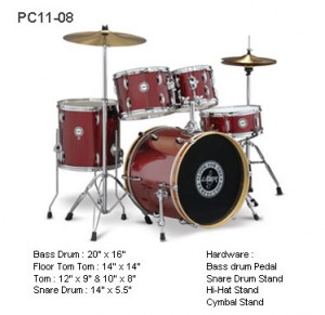 5p Drum Set Lazer PC11-08 (W.Rd)