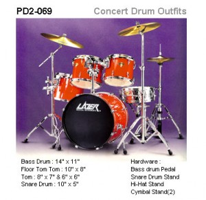 5p Drum Set Lazer PD2-069 Concert (W.Rd)