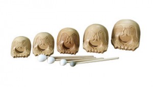 Temple Block Set 五音刻紋中式木魚連架