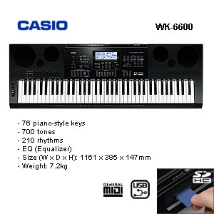 Casio WK-6600 (76) Keyboard w/Adapter