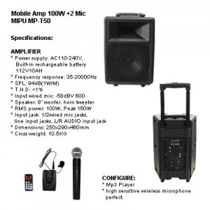 MiPU MP-T50 Mobile Amp 100W+2 Mic